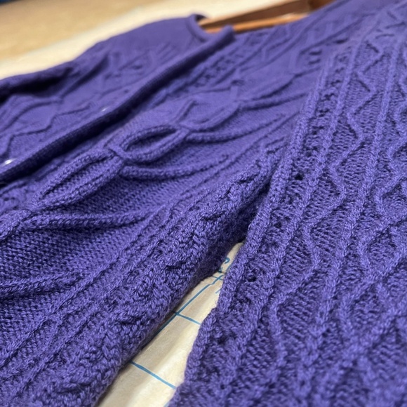 Austrian Wool Geiger Collections Royal Purple Textured Knit Cardigan Tag/Size 36 - Picture 9 of 16